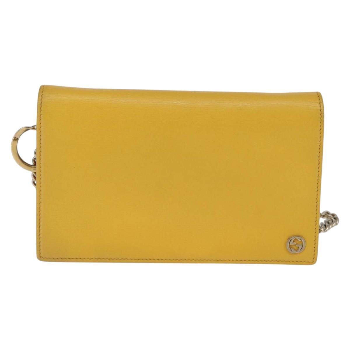 Gucci Betty Chain Wallet Leather, YELLOW, LEATHER, Clutche & pouche