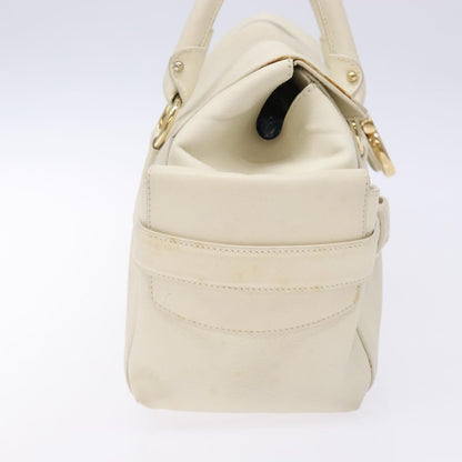 Salvatore Ferragamo Gancini top handle Leather, WHITE, LEATHER, Tote bag