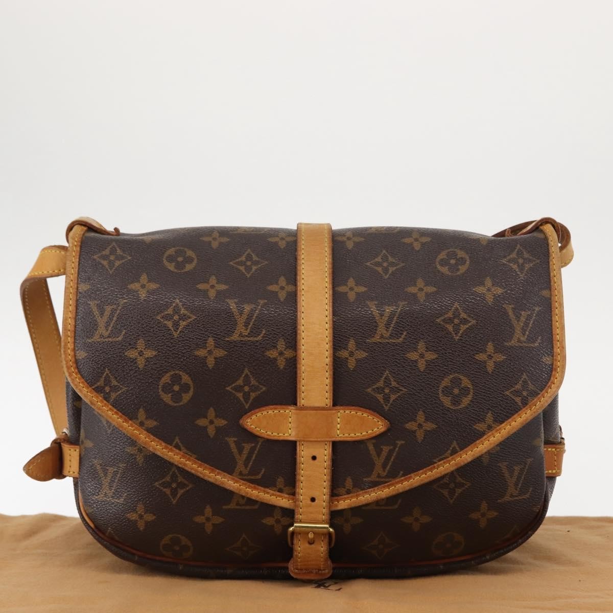 Louis Vuitton Saumur Handbag Monogram Canvas, BROWN, CANVAS, Shoulder bag
