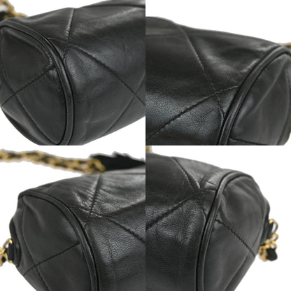 Chanel Vintage Diamond CC Barrel Bag Quilted Leather, BLACK, LEATHER, Shoulder bag
