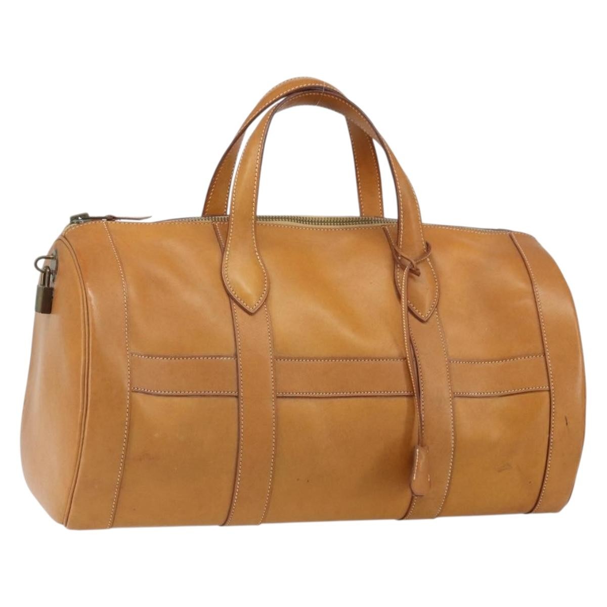 Hermes Vintage Convertible Boston Bag Leather, BROWN, LEATHER, Travel bag