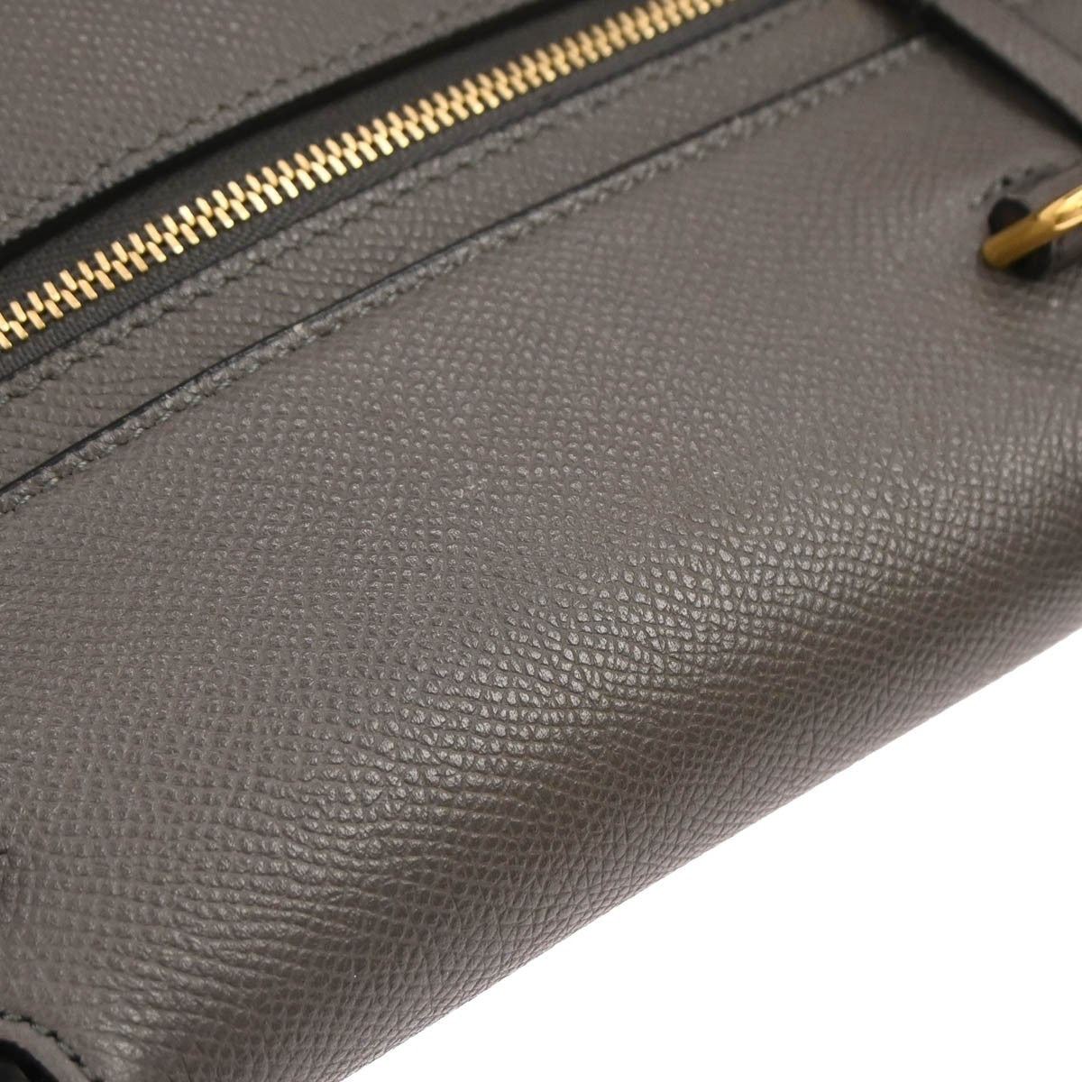 Celine Belt Bag Textured Leather, GRAY, LEATHER, Handbag
