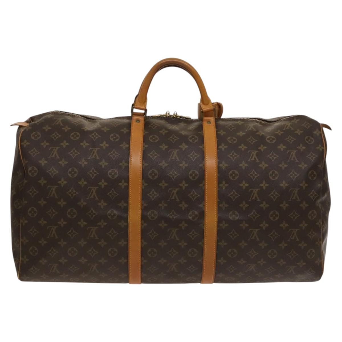 Louis Vuitton Keepall Bag Monogram Canvas, BROWN, CANVAS, Travel bag