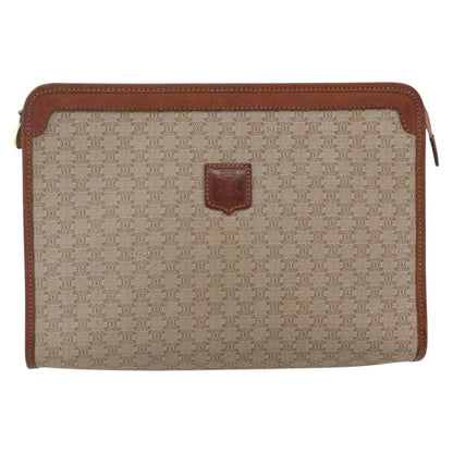 Celine Macadam Pochette Canvas and Leather, BEIGE, CANVAS, Clutche & pouche