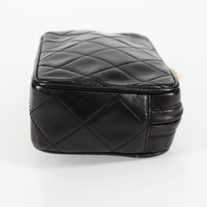 Chanel Vintage Diamond CC Camera Bag Quilted Lambskin, Black, Leather, Clutch