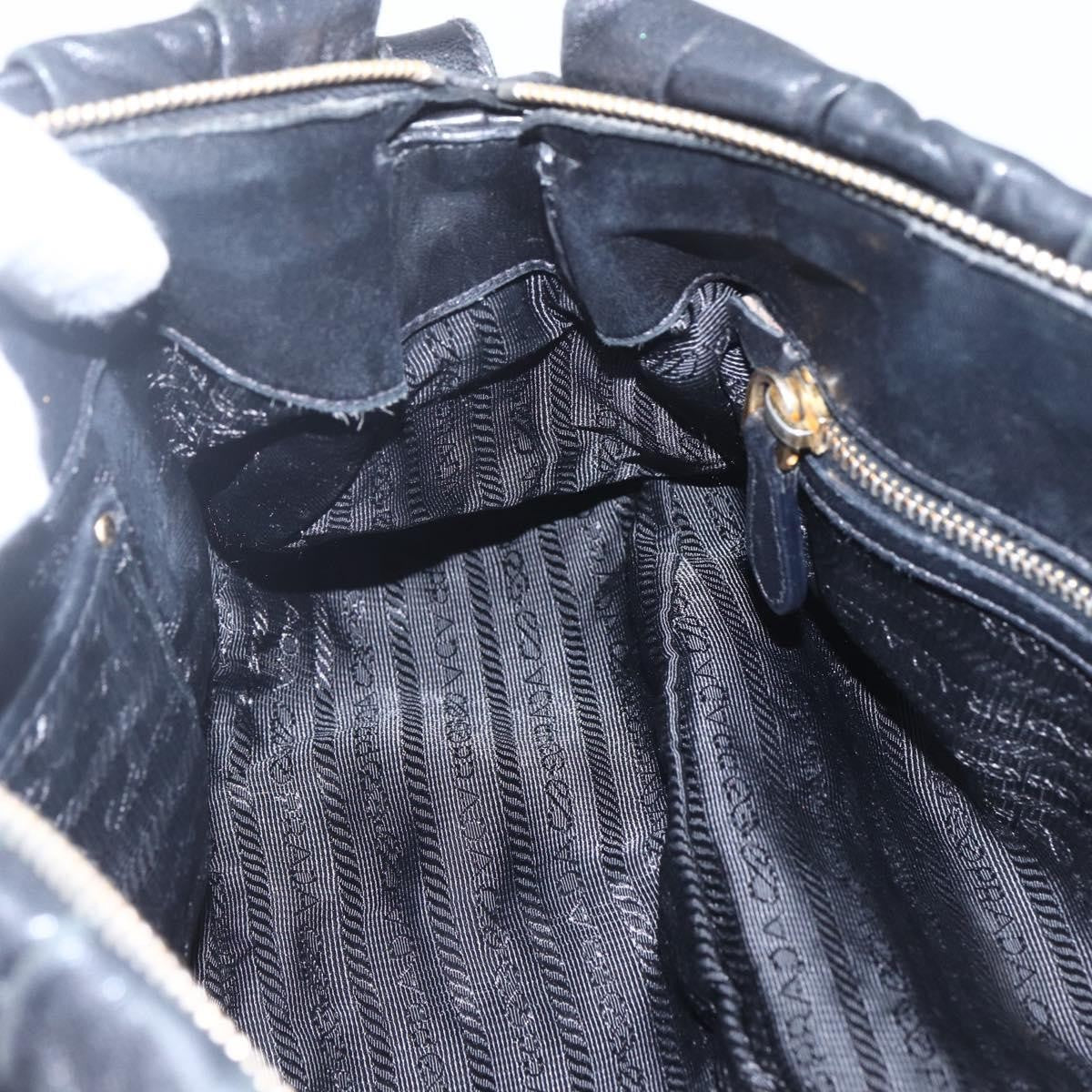 Prada Gaufre Convertible Satchel Nappa Leather, BLACK, LEATHER, Handbag