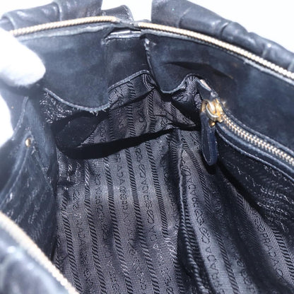 Prada Gaufre Convertible Satchel Nappa Leather, BLACK, LEATHER, Handbag