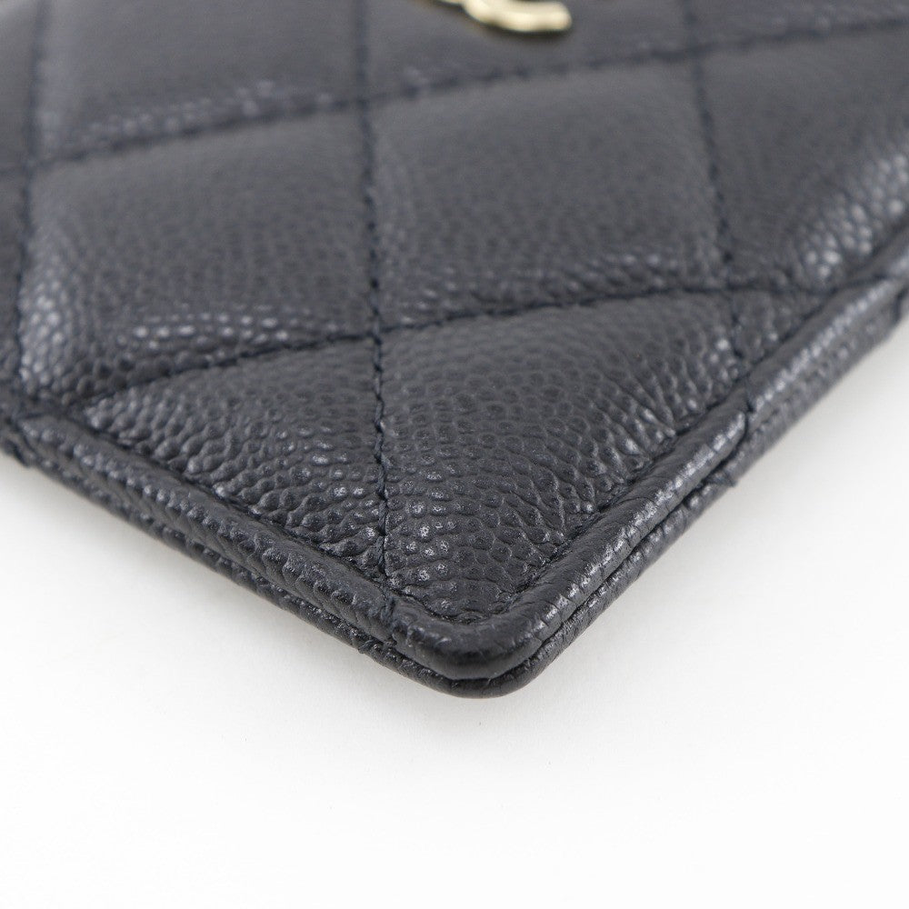 Chanel CC Card Case Quilted Caviar, BLACK, LEATHER, Card Holders
