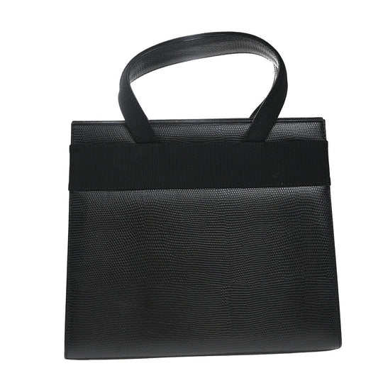 Salvatore Ferragamo Convertible Vara Bow Tote Lizard Embossed Leather, Black, Leather, Handbag