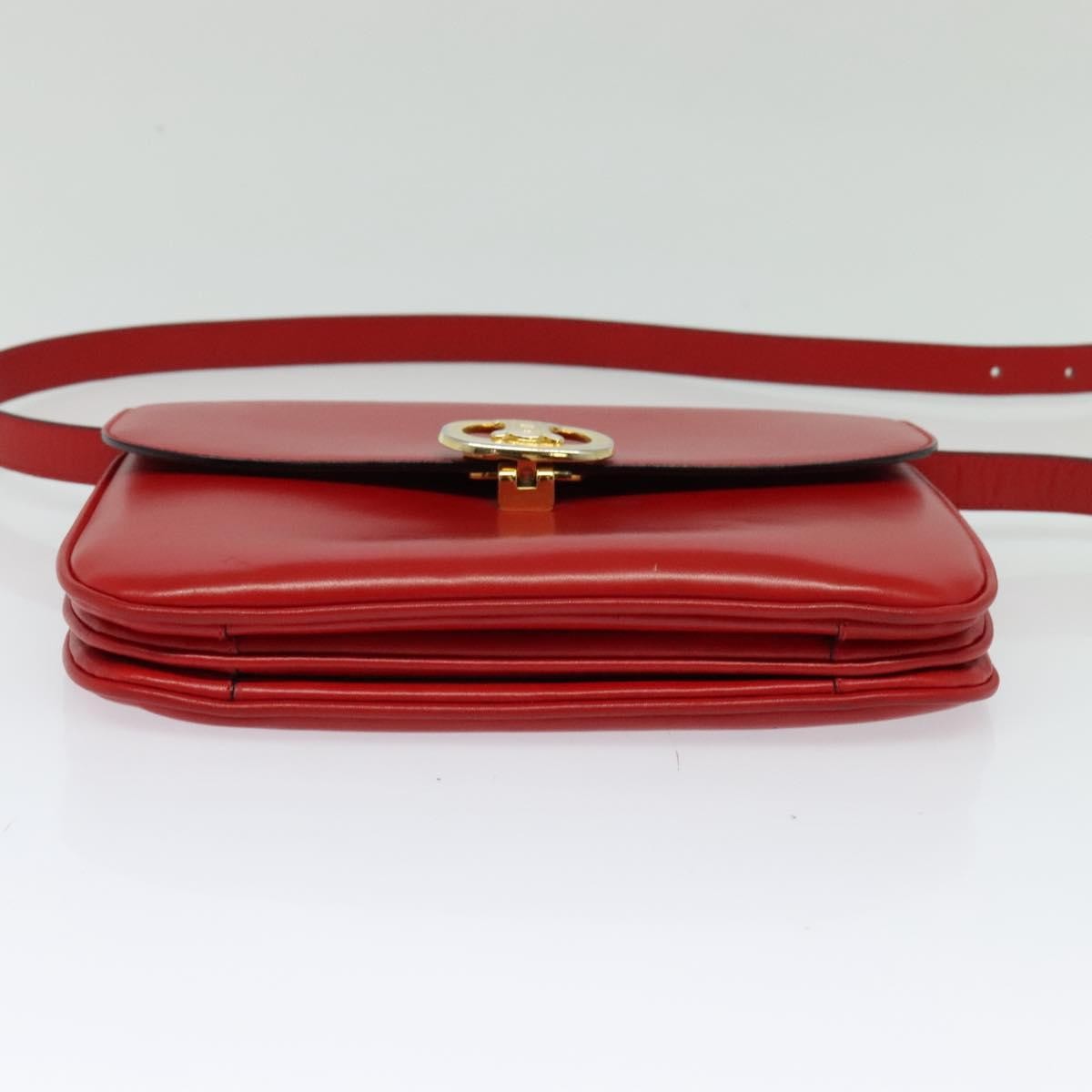 Celine Vintage Triomphe Shoulder Bag Leather, RED, LEATHER, Shoulder bag
