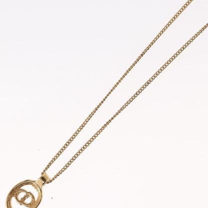 Christian Dior CD Round Pendant Necklace Metal, Gold, Metal, Necklace