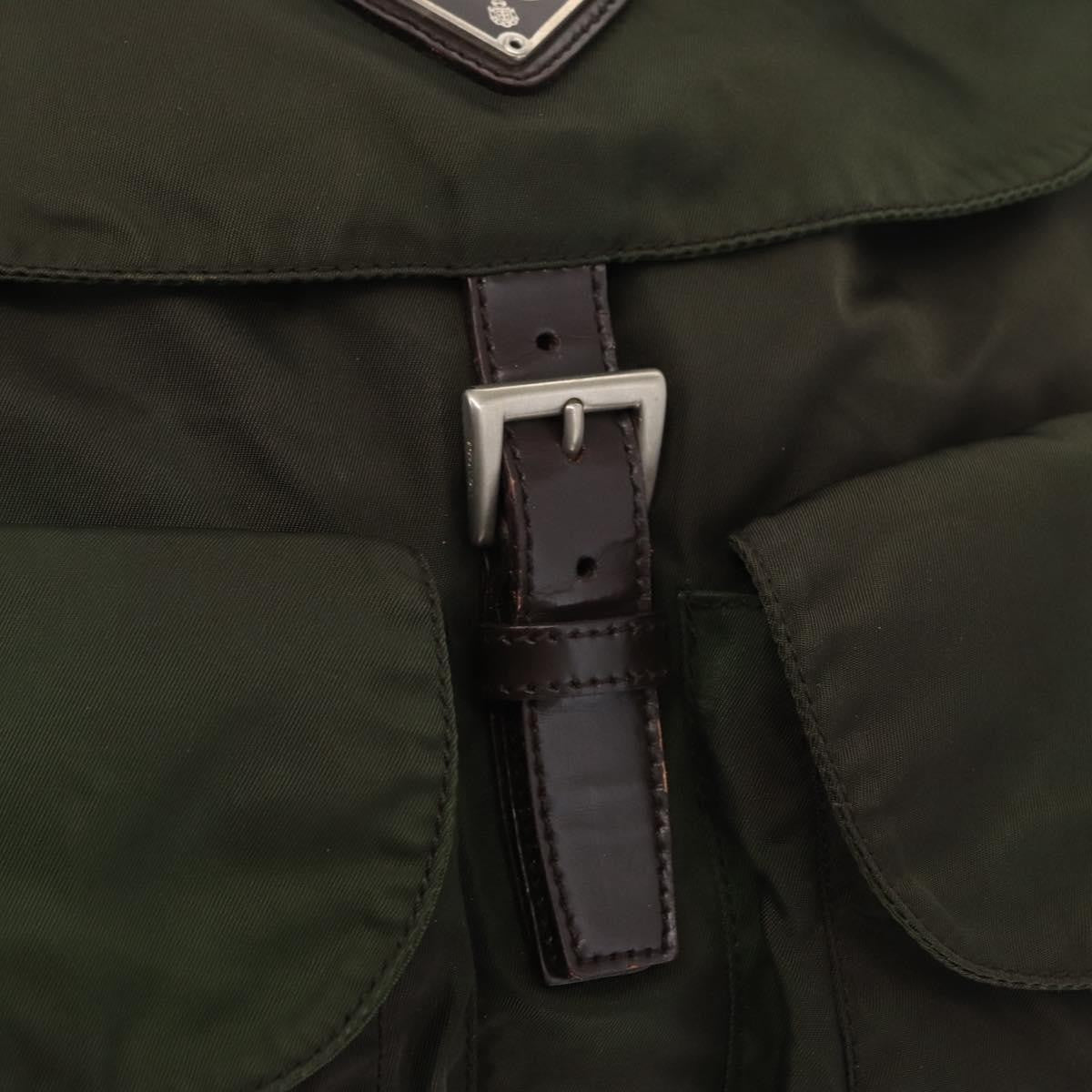 Prada Double Front Pocket Backpack Tessuto, Khaki, Nylon, Backpack