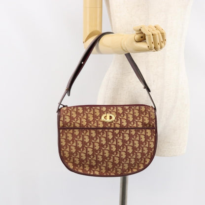 Christian Dior Vintage Trotter Shoulder Bag Canvas, BEIGE, CANVAS, Shoulder bag