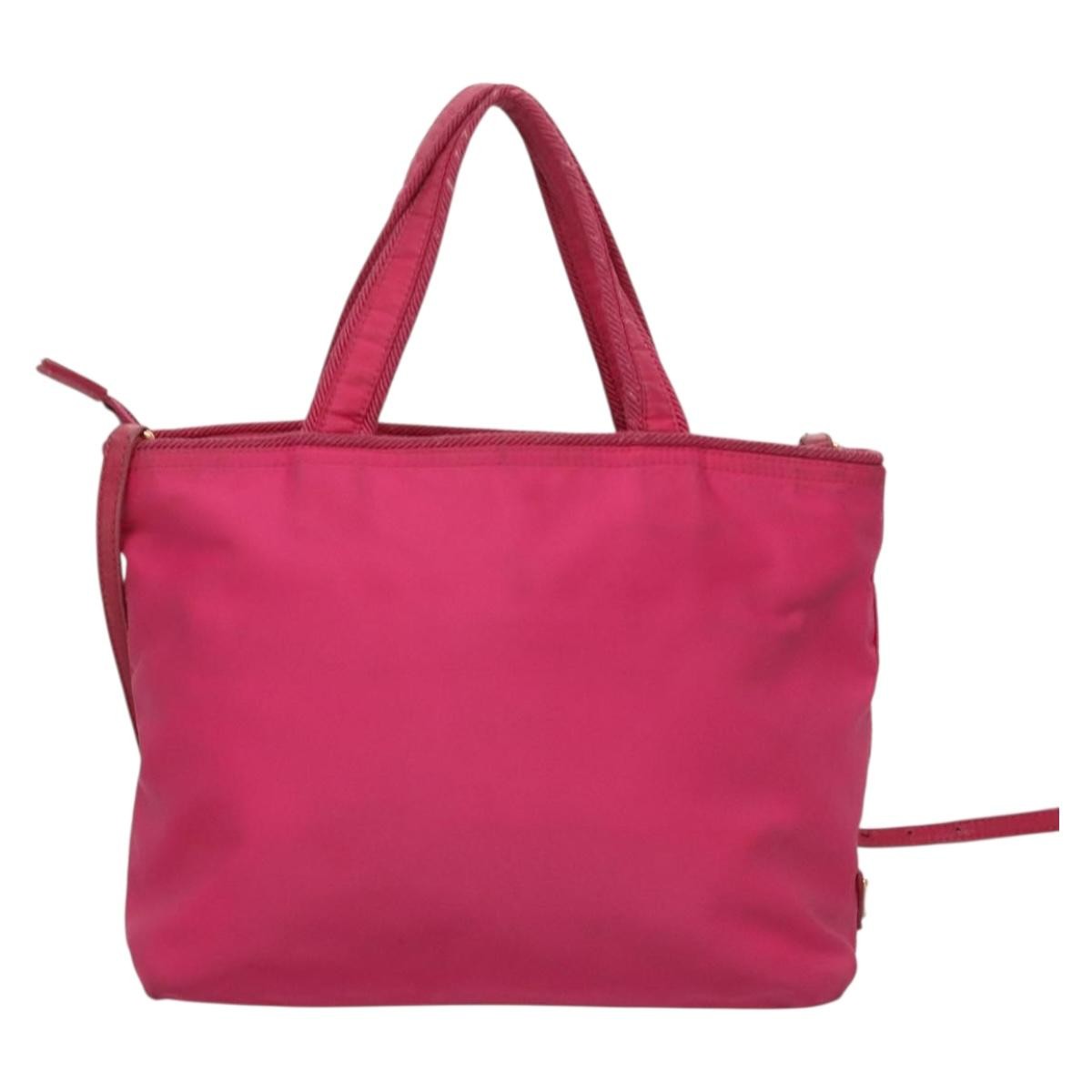 Prada Logo Bow Convertible Tote Tessuto with Leather, PINK, NYLON, Tote bag