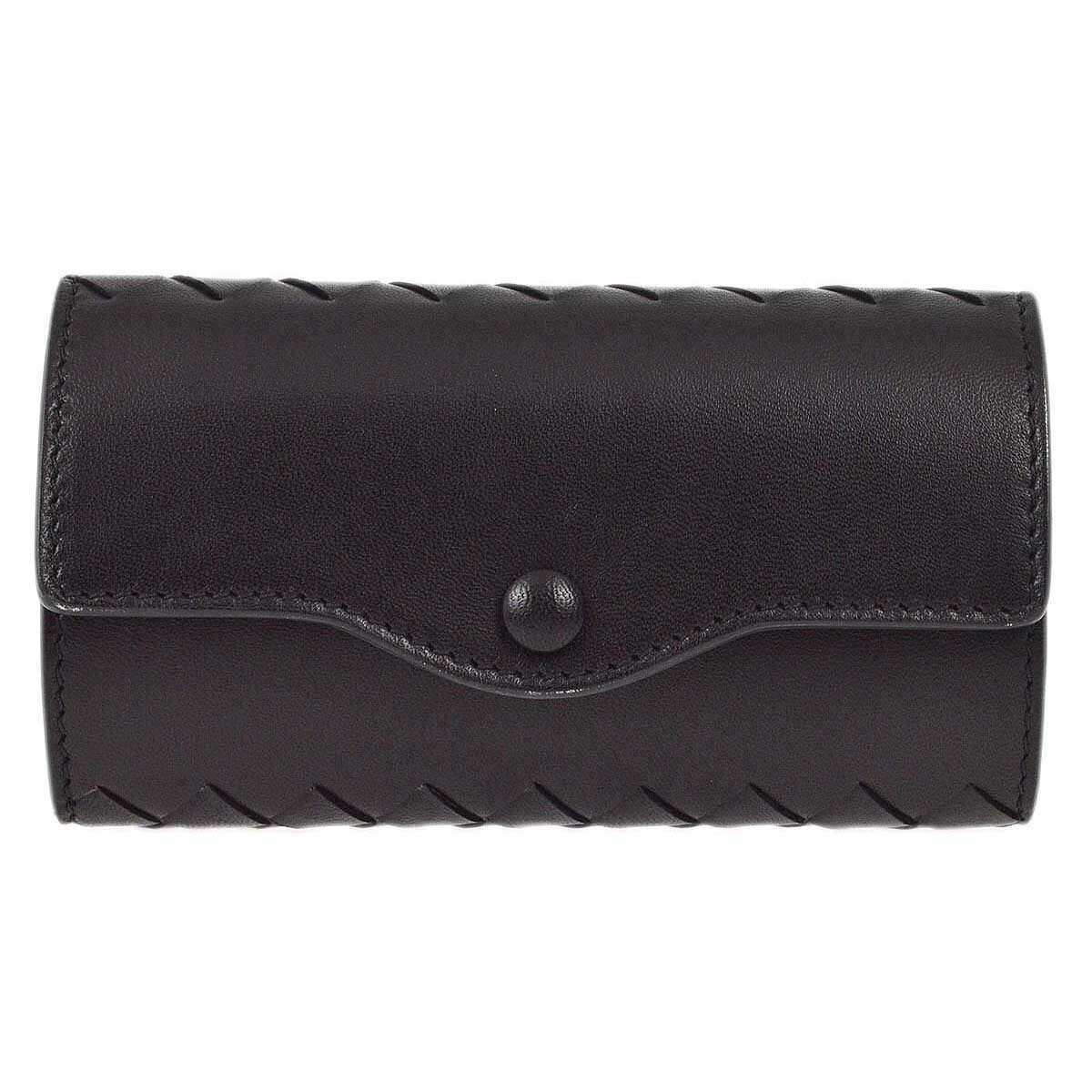 Bottega Veneta Knotted Keyring Leather, BLACK, LEATHER, Charms and Keychains