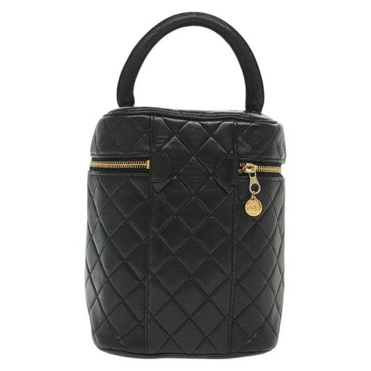 Chanel Vintage Cosmetic Case Quilted Lambskin, BLACK, LEATHER, Clutche & pouche