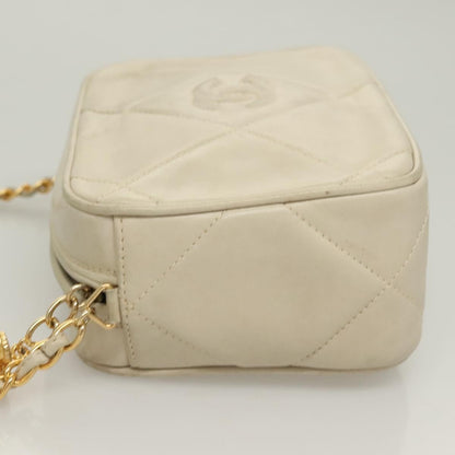 Chanel Vintage Diamond CC Camera Bag Quilted Lambskin, BEIGE, LEATHER, Shoulder bag