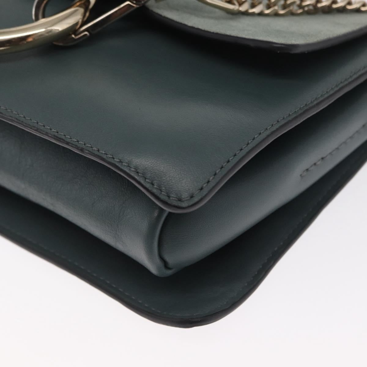 Chloe Faye Shoulder Bag Leather and Suede, GREEN, LEATHER, Shoulder bag