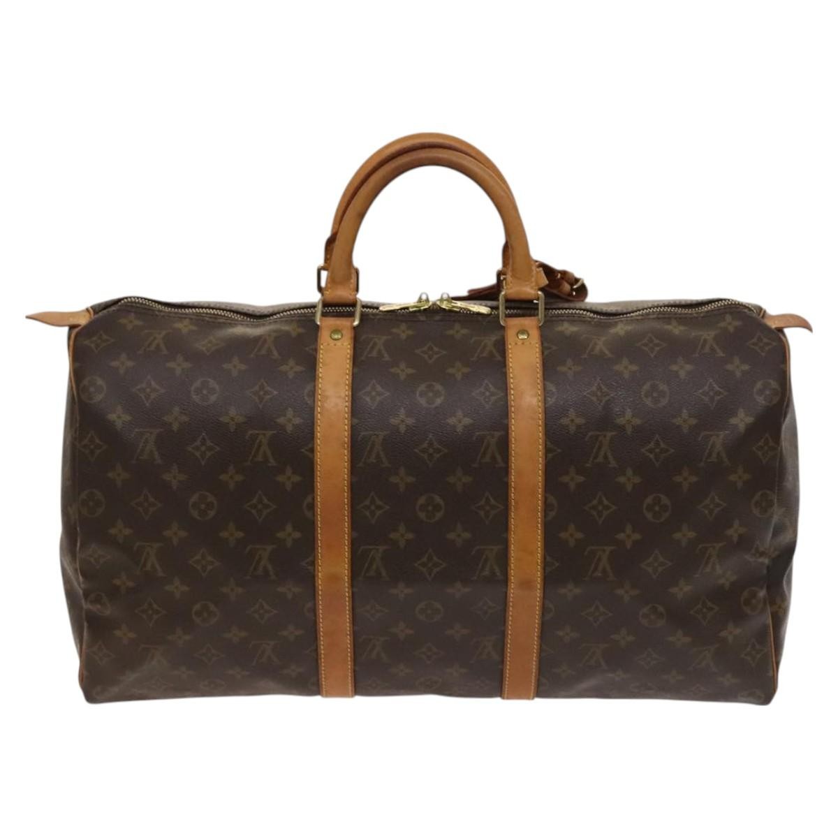 Louis Vuitton Keepall Bag Monogram Canvas, BROWN, CANVAS, Travel bag