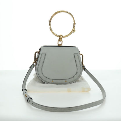 Chloe Nile Crossbody Bag Leather, GRAY, LEATHER, Shoulder bag