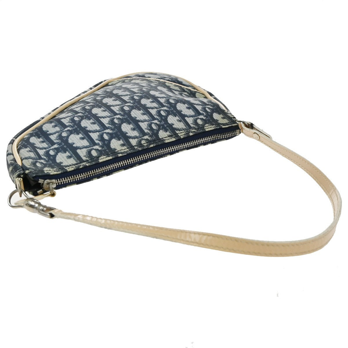 Christian Dior Vintage Saddle Bag Diorissimo Coated Canvas, BLUE, PVC, Shoulder bag