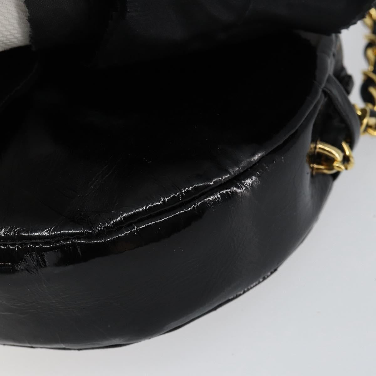 Chanel Vintage Camellia Round Evening Bag Lambskin and Satin, BLACK, PATENT_LEATHER, Clutche & pouche