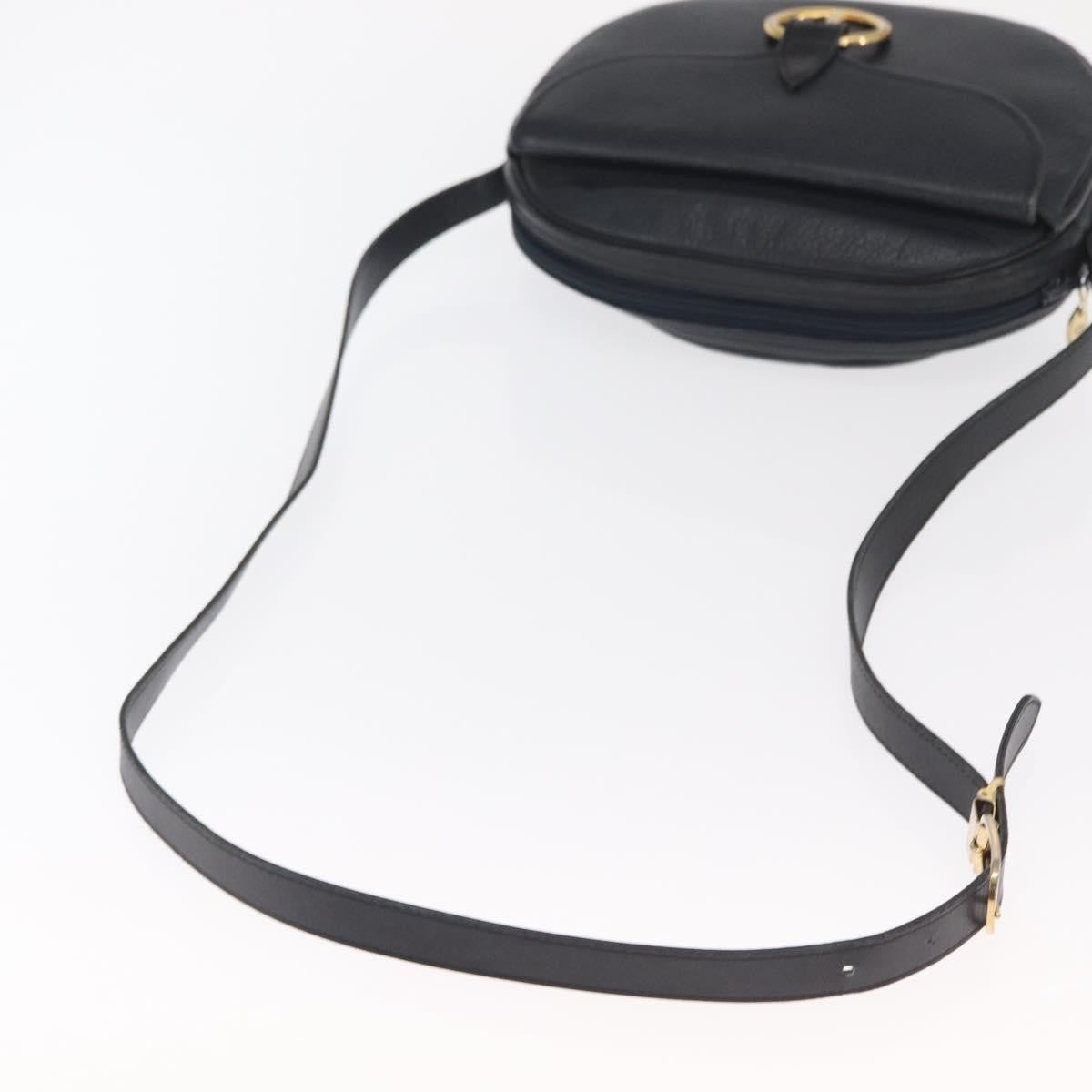 Christian Dior Vintage Shoulder Bag Leather, NAVY, LEATHER, Shoulder bag