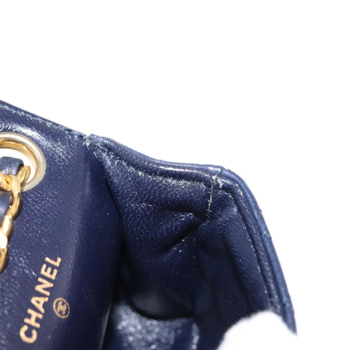 Chanel Square Classic Single Flap Top Handle Bag Quilted Lambskin, NAVY, LEATHER, Clutche & pouche