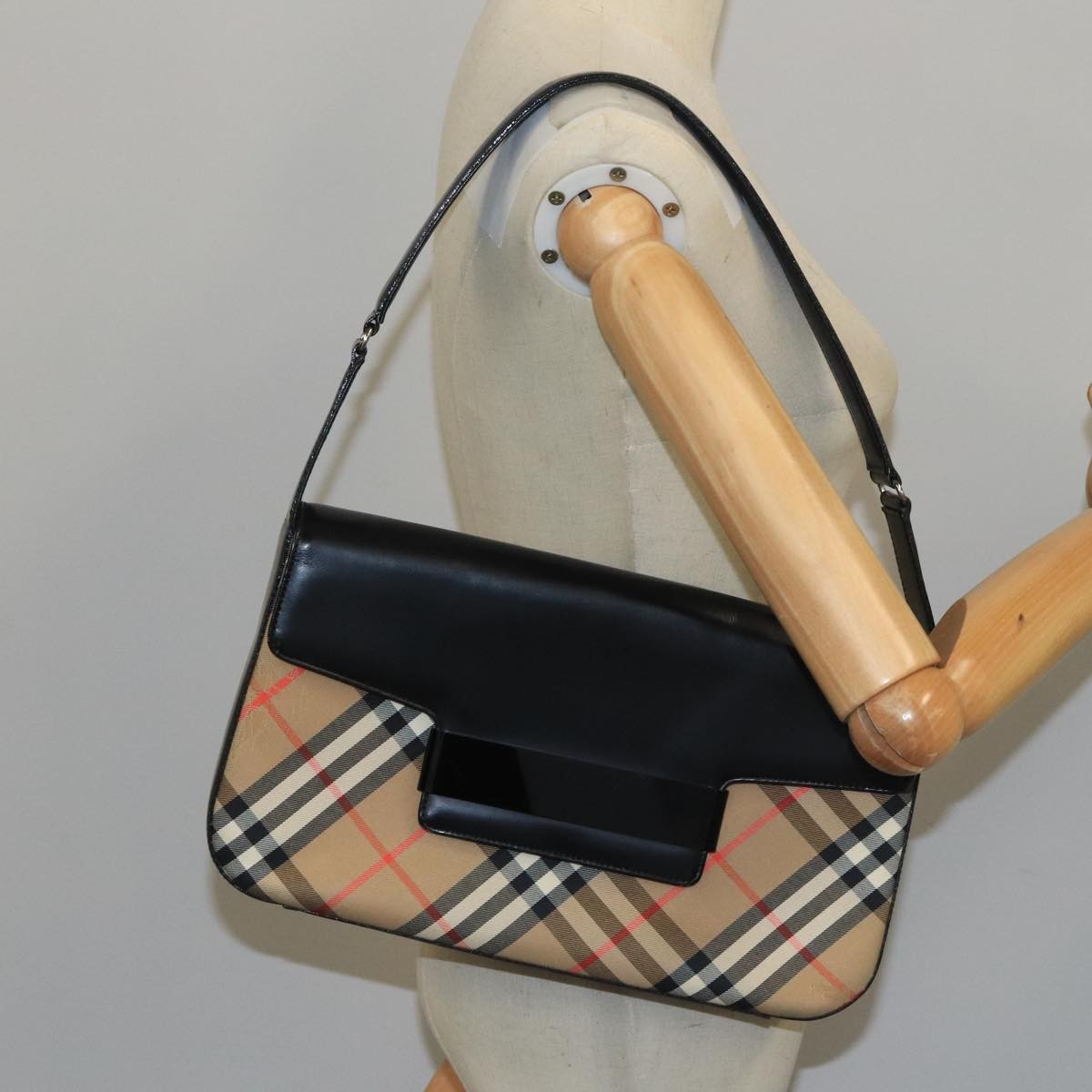Burberry Nova check Shoulder bag Canvas, BEIGE, CANVAS, Shoulder bag