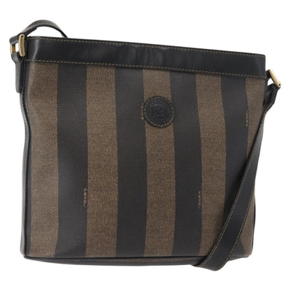Fendi Pequin Shoulder Bag Canvas, BROWN, PVC, Shoulder bag