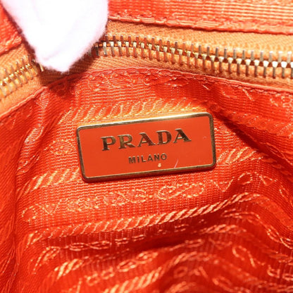 Prada Convertible Flap Tote Tessuto and Saffiano Leather, Orange, Nylon, Tote Bag