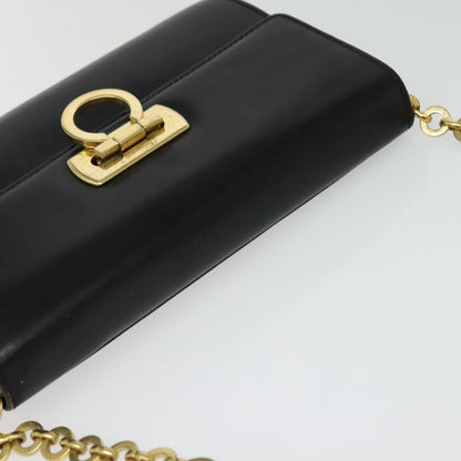 Salvatore Ferragamo Gancini Box Crossbody Bag Leather, BLACK, LEATHER, Shoulder bag