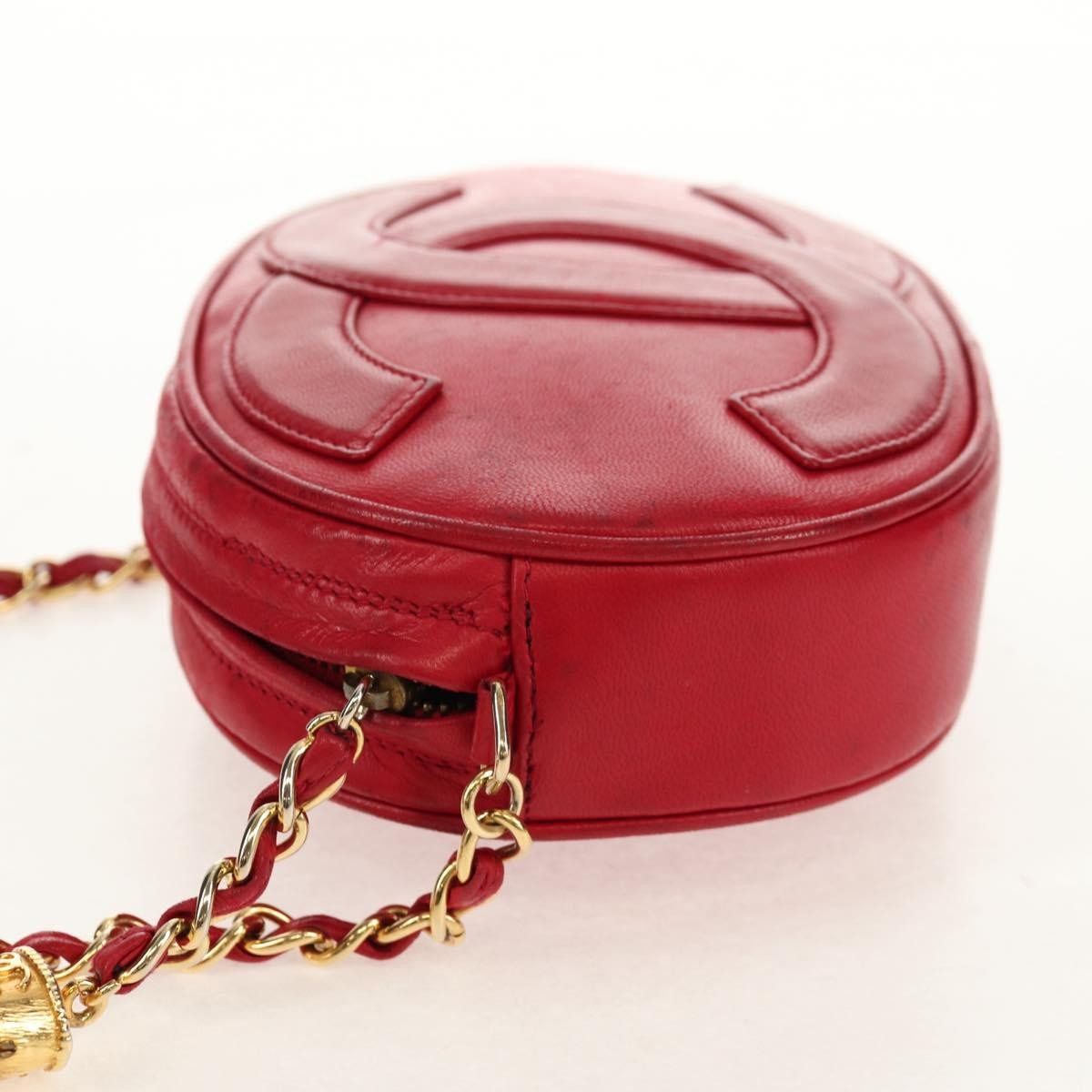Chanel Vintage Oval CC Tassel Crossbody Bag Leather, RED, LEATHER, Shoulder bag
