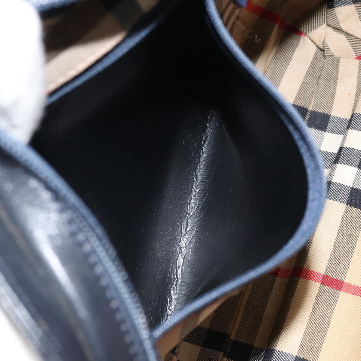 Burberry Vintage Shoulder Bag Leather, NAVY, LEATHER, Shoulder bag