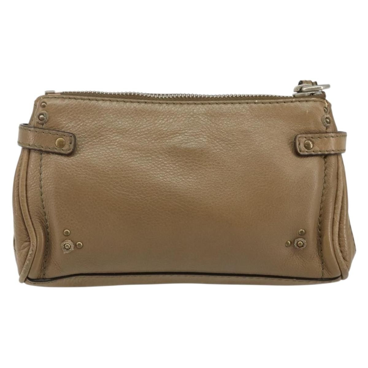 Chloe Paddington Pouch Leather, BEIGE, LEATHER, Clutche & pouche
