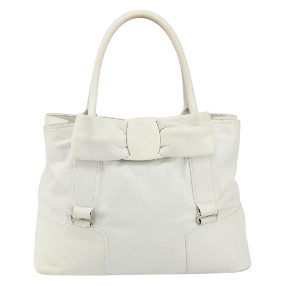 Salvatore Ferragamo Vala tote Leather, WHITE, LEATHER, Tote bag