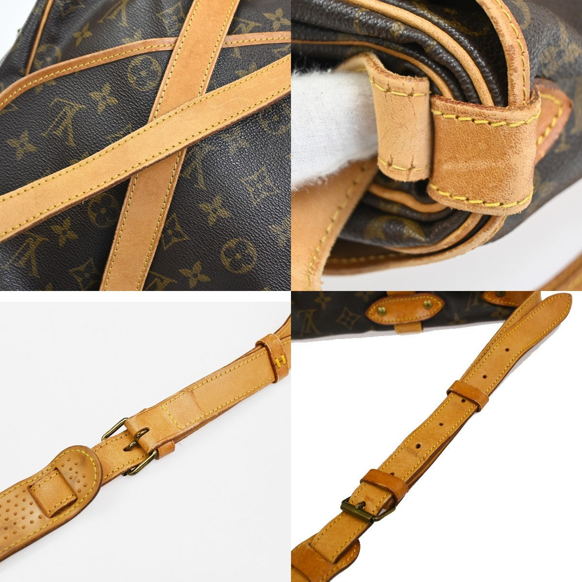 Louis Vuitton Saumur Handbag Monogram Canvas, Brown, Leather, Shoulder Bag