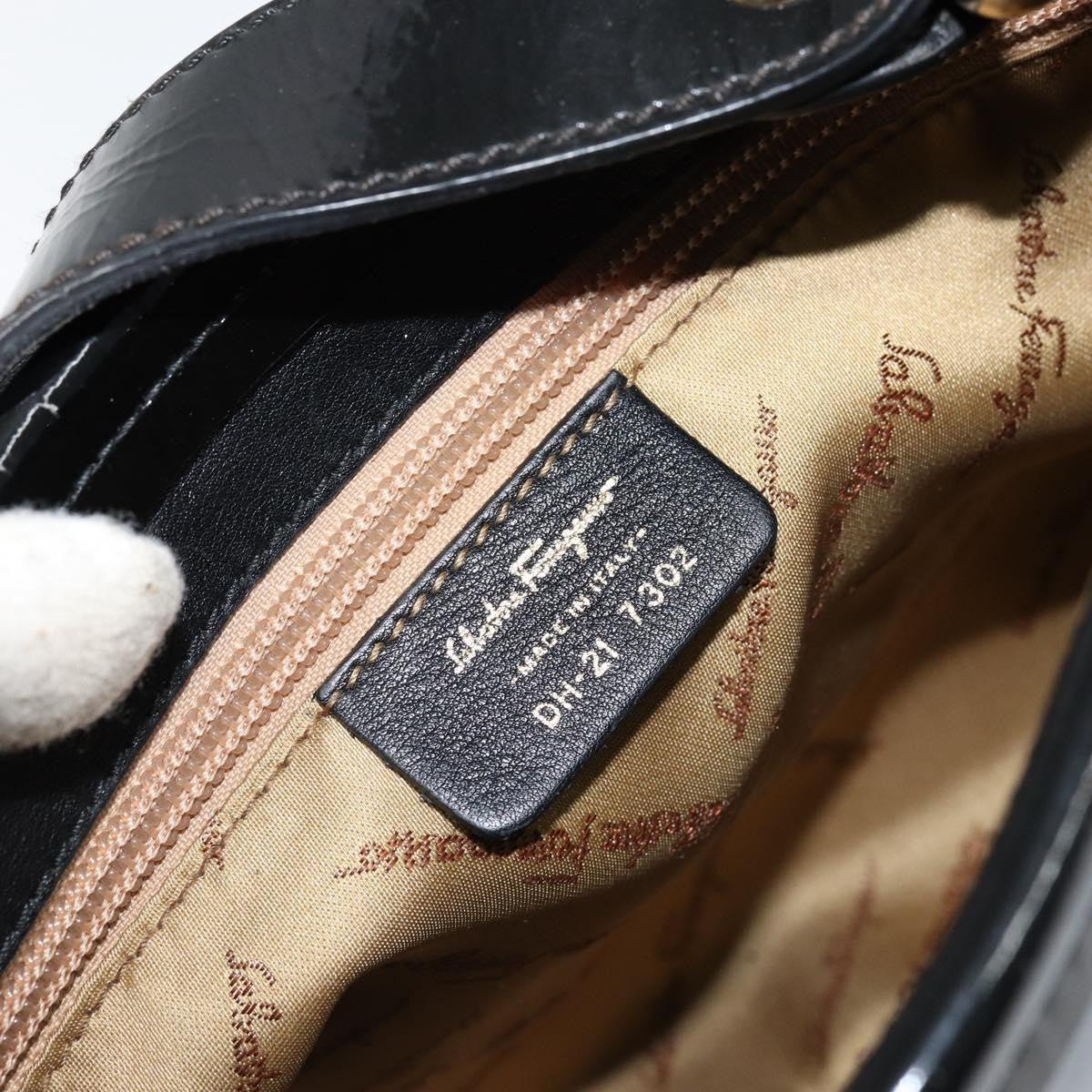 Salvatore Ferragamo Gancini Tote Patent leather, BLACK, PATENT_LEATHER, Tote bag