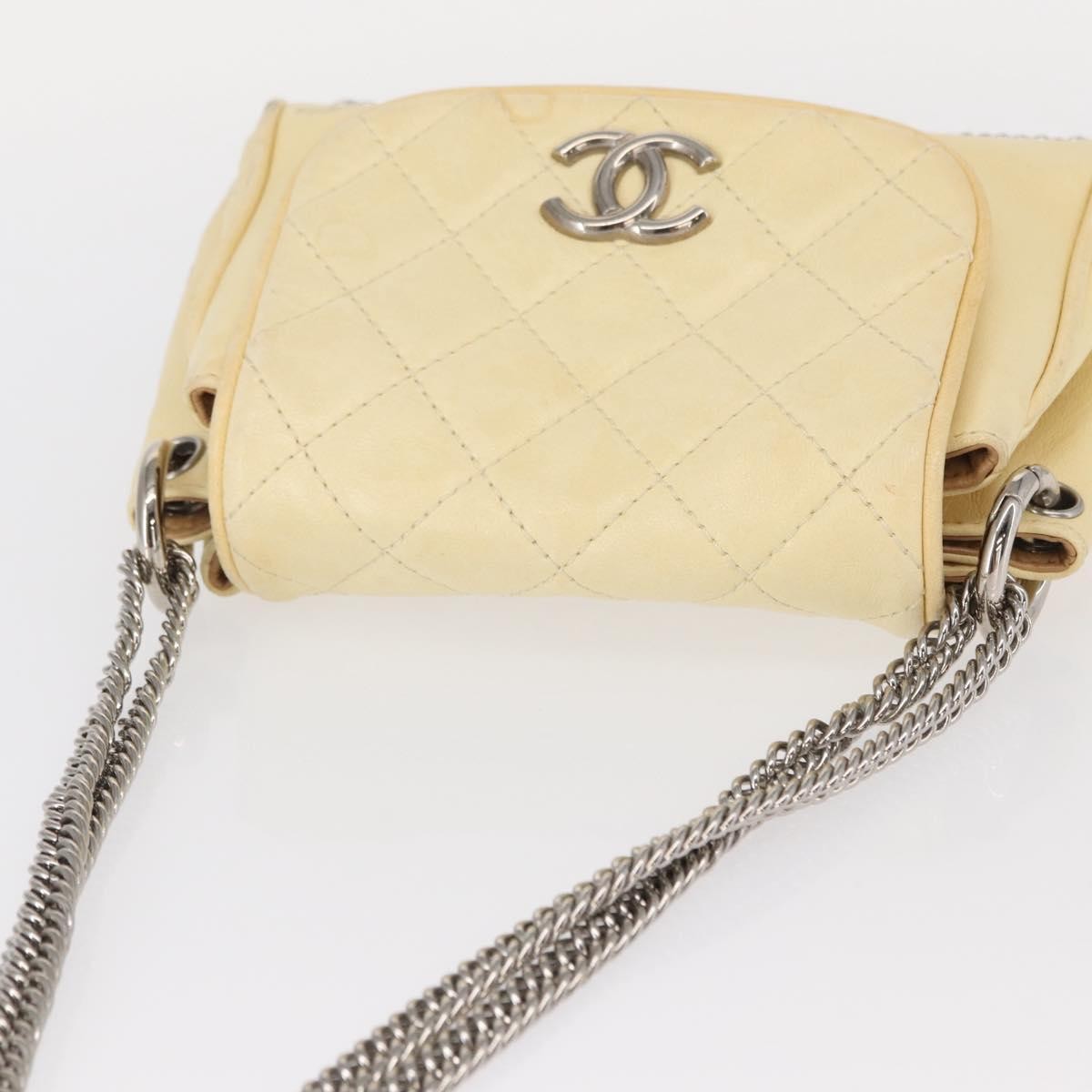 Chanel Matelasse Chain Shoulder Bag Leather, IVORY, LEATHER, Shoulder bag
