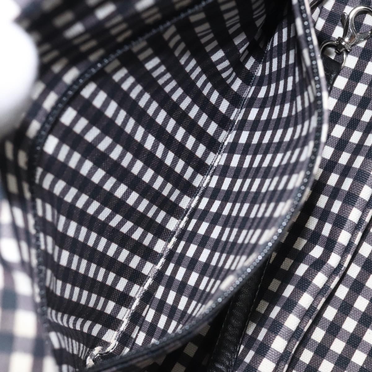 Chanel Top Handle Satchel Gingham Print Canvas, BLACK, CANVAS, Handbag