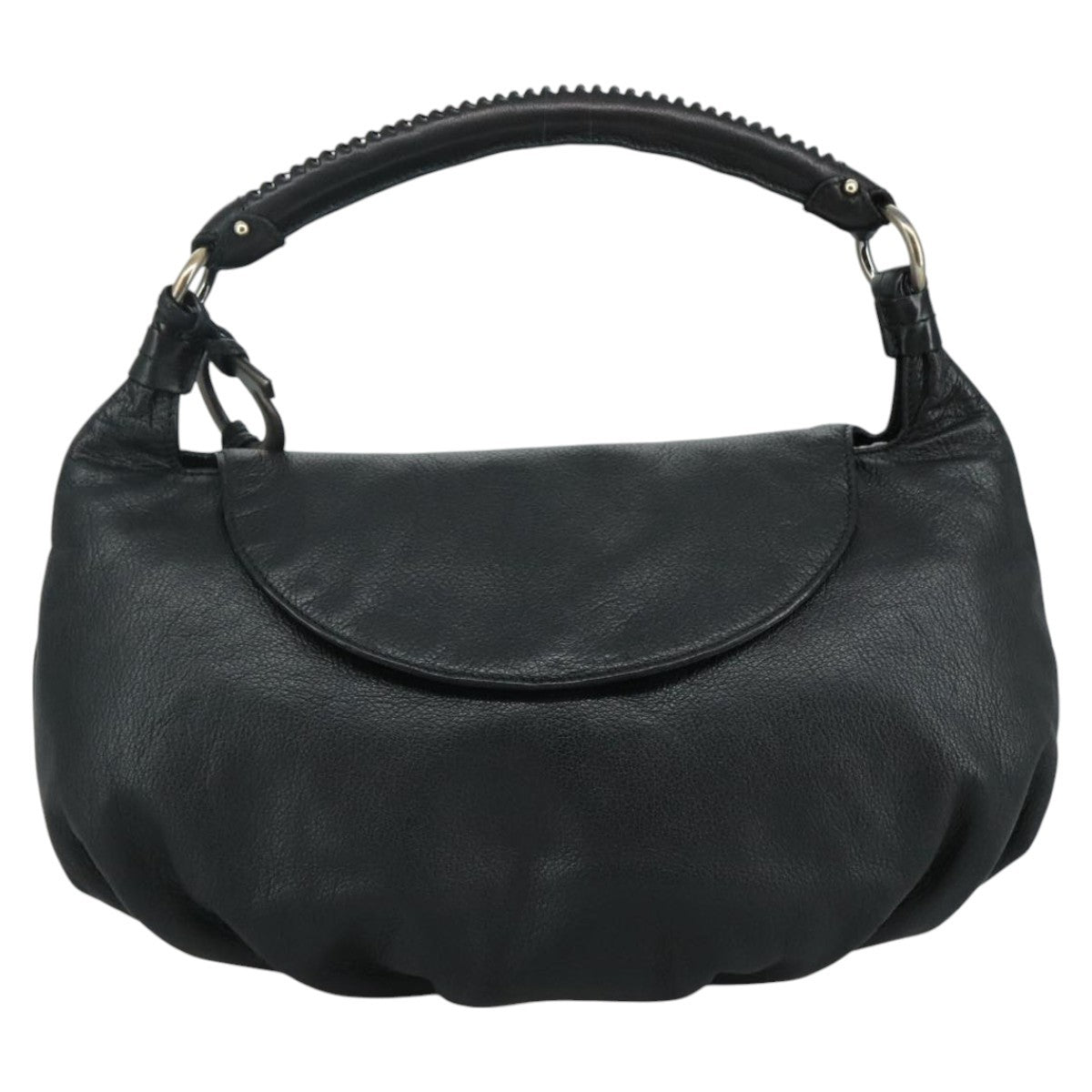Salvatore Ferragamo Flap Handbag Leather, BLACK, LEATHER, Handbag