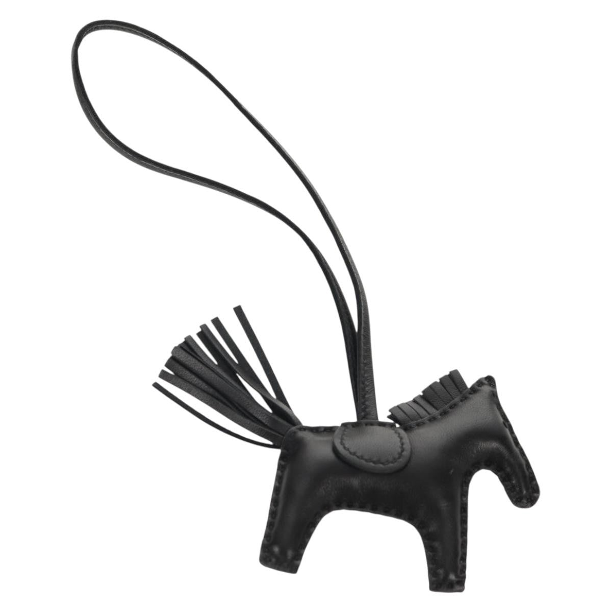 Hermes So Black GriGri Rodeo Bag Charm Leather, BLACK, LEATHER, Charms and Keychains