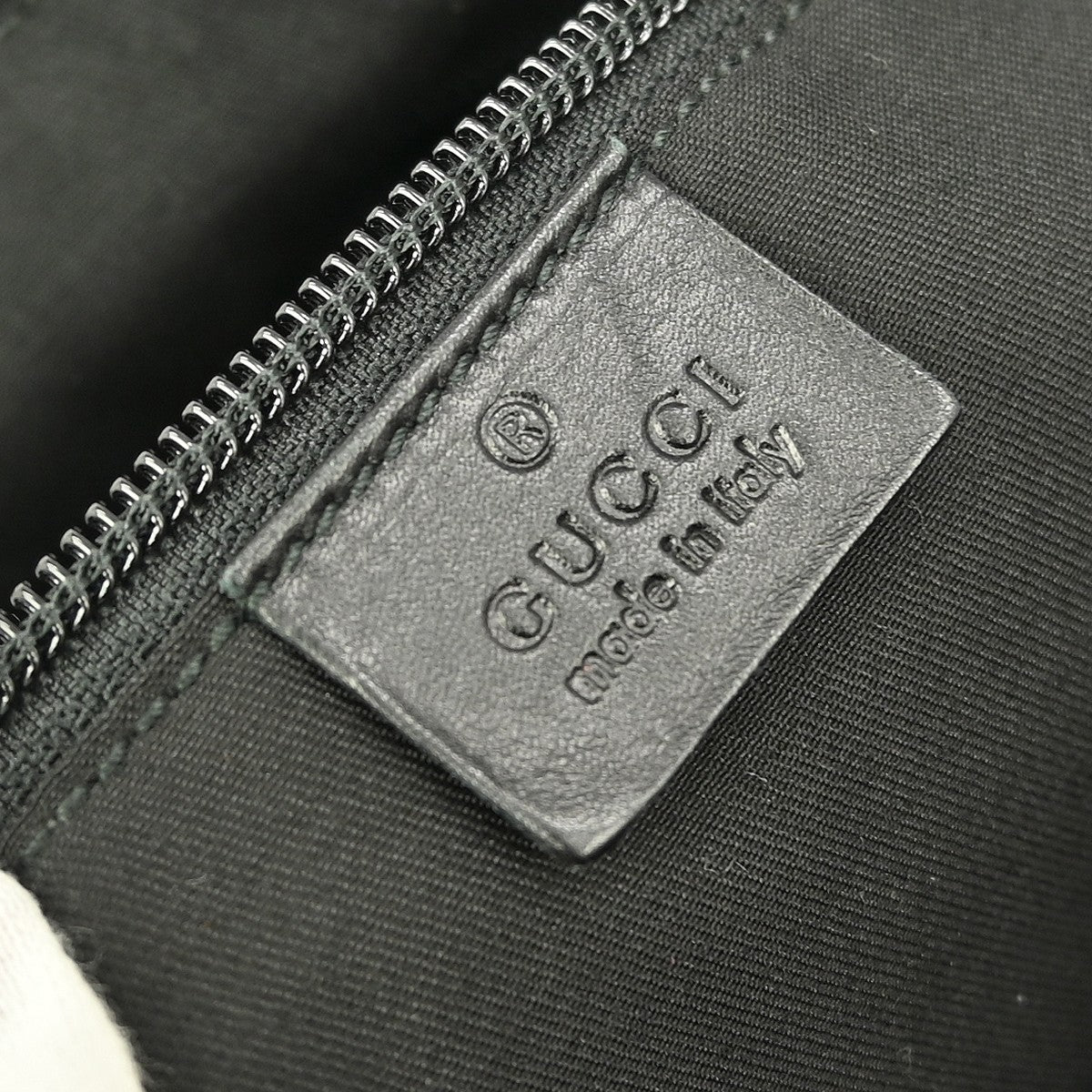 Gucci Zip Messenger Bag GG Canvas with Perforated Leather, BLACK, CANVAS, Shoulder bag