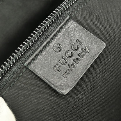 Gucci Zip Messenger Bag GG Canvas with Perforated Leather, BLACK, CANVAS, Shoulder bag