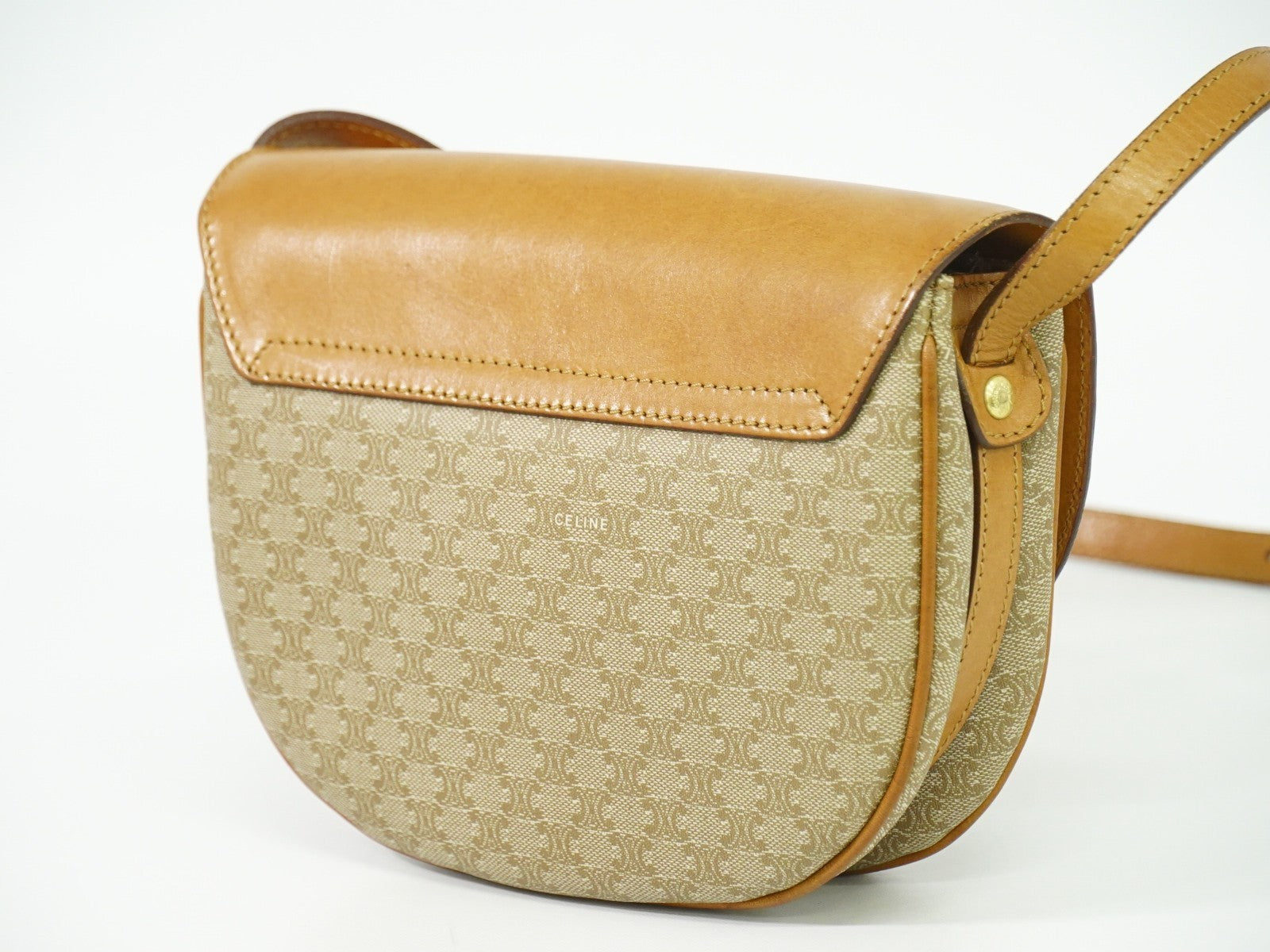 Celine Macadam Shoulder Bag PVC Leather, BEIGE, PVC, Shoulder bag