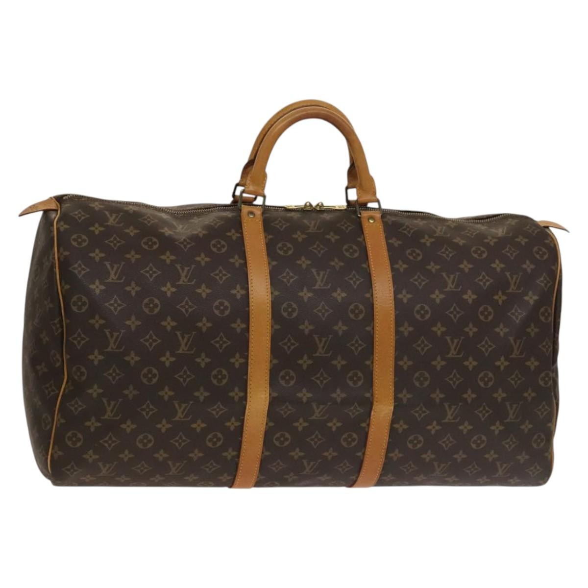Louis Vuitton Keepall Bag Monogram Canvas, BROWN, CANVAS, Travel bag