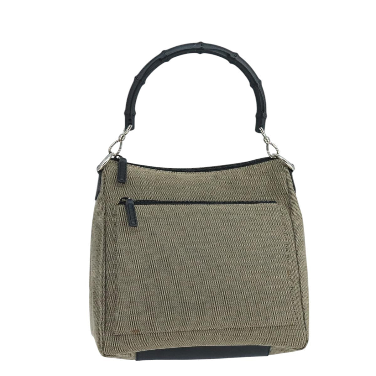 Gucci Vintage Bamboo Handle Tote Canvas, BEIGE, CANVAS, Shoulder bag