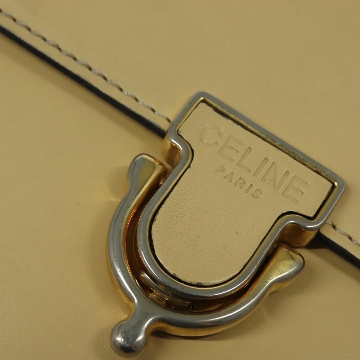 Celine Shoulder Bag Leather, BEIGE, LEATHER, Shoulder bag