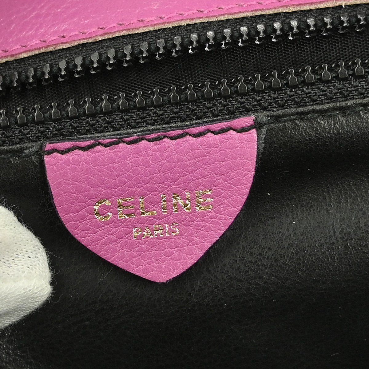 Celine Circle logo Leather, PINK, LEATHER, Clutche & pouche