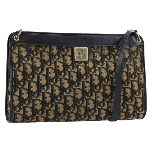 Christian Dior Vintage Trotter Shoulder Bag Canvas, NAVY, CANVAS, Shoulder bag